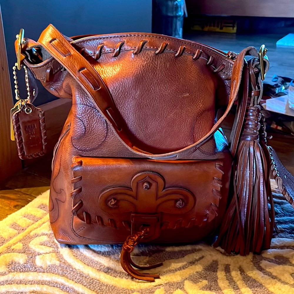 Anna Sui Large Leather Limited Edition Fleur De Lis Coach Purse